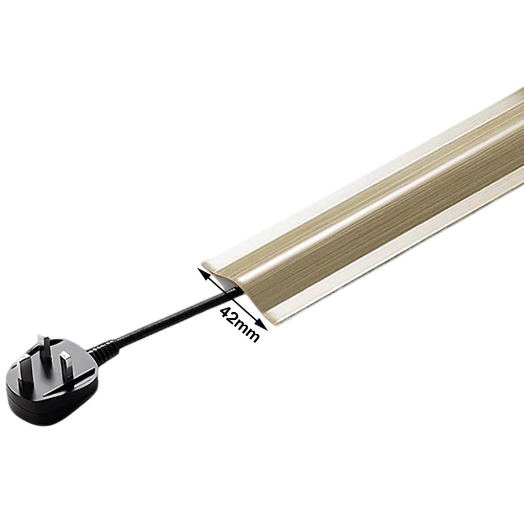 Escondecables De PVC Blando con Vetas De Madera，Gestión De Cables Autoadhesiva De Perfil Bajo，Evita Riesgos De Tropiezos/Ancho del Escondecables: 42 Mm(Beige-Yellow,10M)