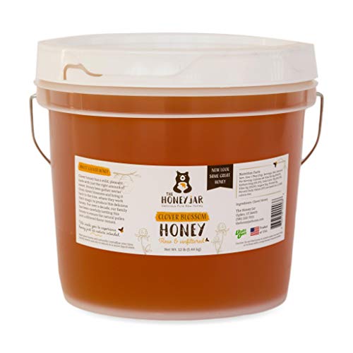 The Honey Jar - 1 Gallon (12lbs) Pure Raw Clover Honey | Unfiltered, Unpasteurized, No Sugars/Water Added, 100% American Grade A Honey From Family-Owned Farms