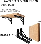 Black Folding Shelf Brackets Max. Load 220 lb, Heavy Duty DIY Wall Mounted Shelf Bracket Space Saving for Table Work Bench (20 INCH-2PCS)