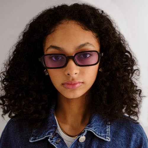 Image of Le Specs. Pilferer Retro Sunglasses for Women and Men | Narrow silhouette, shatterproof flat lenses, lightweight polymer frame, discreet temple studs