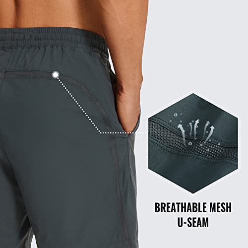 Crz Yoga Men's Linerless Gym Shorts - 7'' Ultra-Light Quick Dry Workout Running Training Athletic Shorts With Pockets Melanite Medium #TOP1