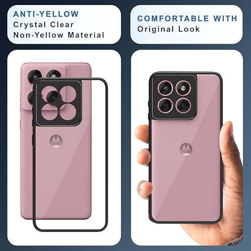 Image of CEDO Backcover for Motorola Moto Edge 60 / Moto Edge 60 Fusion (5G) | Camera Protection Bump Shockproof Edge | Ultra Hybrid Transparent Acrylic Clear TPU+PC Hard Backcase Cover (Black)