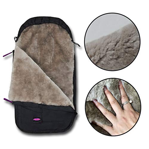 3 In 1 Australia Sheepskin Footmuff For All Stroller,Weather Resistant,Height And Temperature Adjustable Stroller Bunting Bag,High Performance Lambskin Bunting Bag For Travel Gear #TOP2