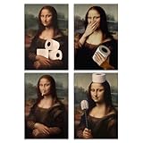 Aurelx 4 Stück Mona Lisa Toilette Wandbild, Lustiges Mona 