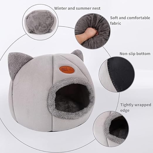 PIKFOS Pet Nest Deep Sleep Comfort in Winter Cat Bed Little Mat Basket for Cat's House Products Pets Tent Cozy Cave Cat Beds Indoor || Pack of 1 4