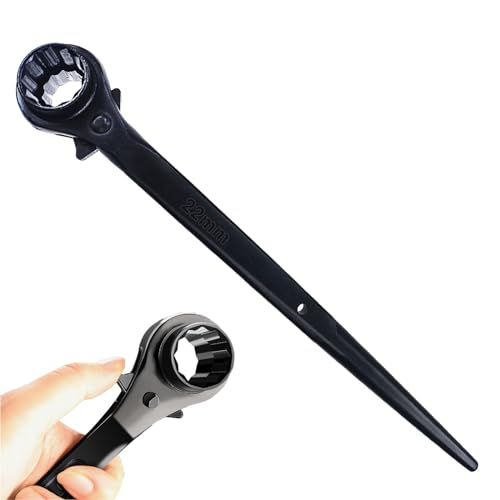 Image of Reversible Ratcheting Wrench,Including 3 /4 inch,7 /8 inch OR 19mm,22mm,12 Point Double Ended Socket Ratcheting Podger Scaffold Spud Wrench(Black)