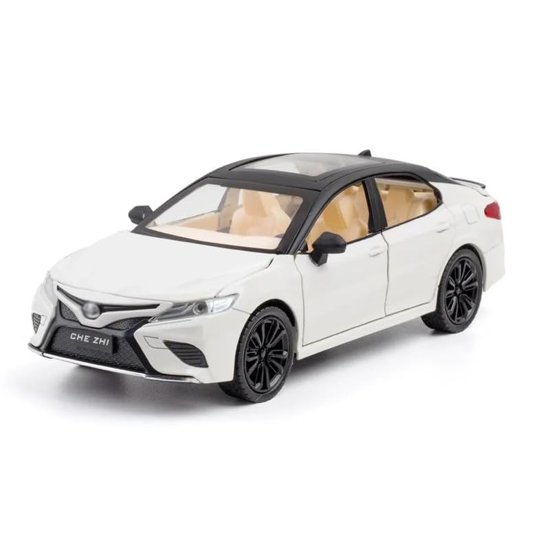 Image of Kids Model 1:24 Toyot Camry Die Cast Metal Car Pull Back Action Opening Doors with Realistic Engine Sound Lights Toy Car Gift for Boys - White