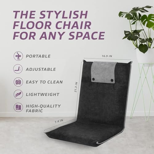 Ceciliec Bodenstuhl klappbar, Bodensessel mit Liegefunktion, Bodenstuhl mit Rückenlehne für Meditation, Yoga, Camping oder als Lesen Spielen, Meditationsstuhl Lazy Sofa gepolstert (Blau)