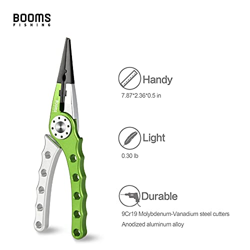Image of Booms Fishing X1 Aluminum Fishing Pliers Saltwater, Surf Fishing Tackle Kit, Fishing Multitool Hook Remover Braided Fishing Line Cutting and Split Ring with Coiled Lanyard and Sheath