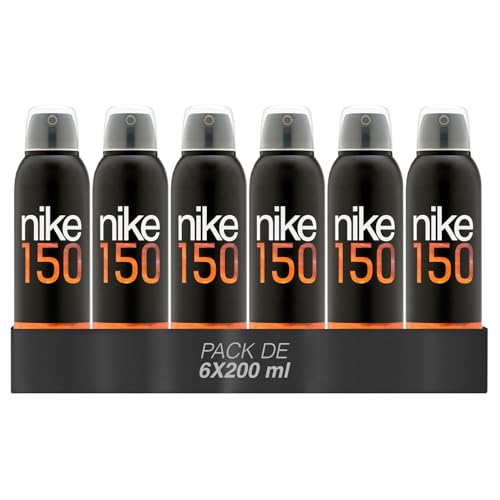 NIKE - On Fire Pack de 6 x 200 ml, Desodorante Hombre Spray, Desodorante Antimanchas para Todo Tipo de Piel, 0% Sales de Aluminio, de Larga Duración, Fragancia Oriental Amaderado