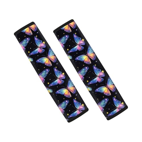 Image of AFPANQZ Colorful Butterfly Car Seat Belt Pads Covers Harness Shoulder Straps Pad Cushion Safety Seatbelt Pillow Cover for Adults Comfortable Driving Adjustable Universal Fit
