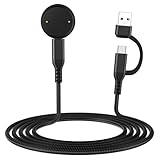 TiMOVO Charger Compatibie with Bip 6/Active 2, 2 in 1 Type C Replacement Charging Cable Cord Dock Stand for Smart Watch (3.3ft/1m)