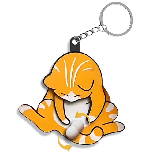 ichuanyi Mischief Cat Interactive Keychain with Spinning Balls - Funny