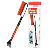 BHYTAKI Snow Brush and Detachable Ice Scraper, 27' Snow Removal Tool Car Brush with Ergonomic Comfortable Foam Grip for Christmas Car Truck SUV- No Scratch (Heavy Duty ABS, PVC Brush)