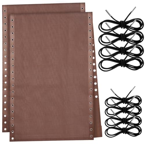 Queekay 2 Pcs Gravity Chair Replacement Fabric with 8 Bungee Cord Lounge Chair Cloth Mesh Patio Chair Repair Kit for Patio Recliner Outdoor Lawn Pool Beach Sling Chair(Brown, 63" x 21")