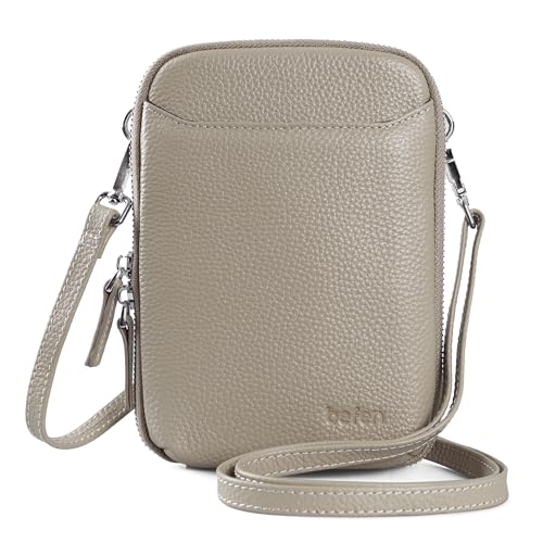 Image of befen Genuine Leather Crossbody Cell Phone Purse for Women, Small Zip Around RFID Blocking Crossbody Wallet Bags