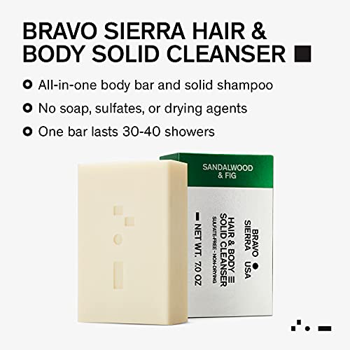 Bravo Sierra Body And Hair Mens Soap Bar All-In-One Shampoo & Soap For Men's Face, Hair & Body - Sandalwood & Fig, 7 Oz - Coconut, Shea Butter And Oat Flour For Soft Skin And Healthy Hair #TOP1