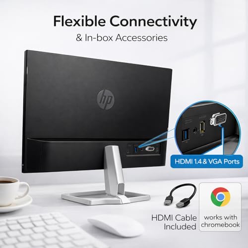 Image of HP Series 5 24-inch FHD Monitor, 100Hz Refresh Rate, 1080p IPS Display with 1500:1 Contrast, 300 Nits Brightness, 99% sRGB & Eyesafe Certified Eye Ease, Tilt Adjustment, HDMI & VGA Ports