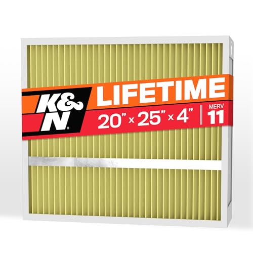 K&N 20X25X4 HVAC Furnace Air Filter, Lasts a Lifetime, Washable, Merv 11, the Last HVAC Filter You Will Ever Buy, Breathe Safely at Home or in the Office, HVC-42025