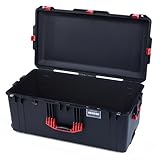 Pelican Air 1646 Case by ColorCase - Black - Large Size Waterproof Case (Case Only) - Red Handles & Latches