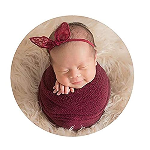 Image of Coberllus Newborn Baby Photo Props Wrap Cloth Blanket Swaddle for Boys Girls Photography Shoot (Red)