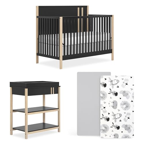 Dream On Me Baby Necessities Bundle, Includes Soho Convertible Crib, Zoo Love 2-Piece Sheet Set and Complementary Soho Changing Table