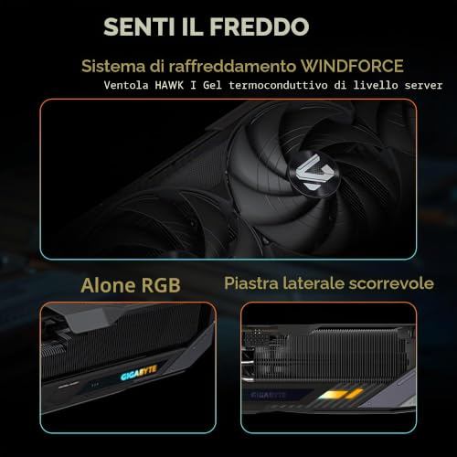 GIGABYTE GeForce RTX 5080 Gaming OC 16G Scheda grafica WINDFORCE Sistema di raffreddamento 16 GB 256 bit GDDR7 - Scheda video - Immagine 2