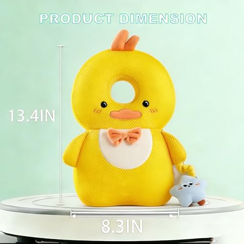 Image of Baby Head Protector Backpack, Toddler Baby Head Protection Backpack with Baby Knee Pads Alarm Function for Walking & Crawling, Soft, Breathable and Wearing Safety Baby Head Protector (Yellow Chick)
