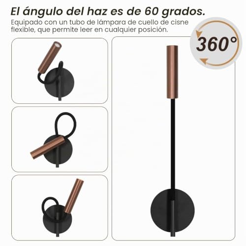 Lámpara de pared de rotación flexible de 360 grados para interior 7