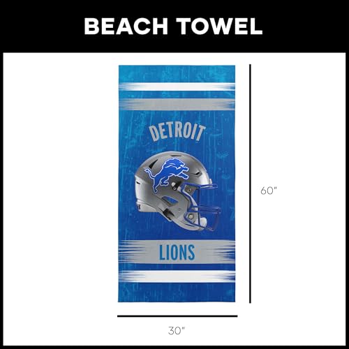 Image of Northwest NFL Detroit Lions Microfiber Beach Towel, 30 x 60 Inches - Quick Dry, Sand Resistant, Lightweight, Highly Absorbent, Blitz Design