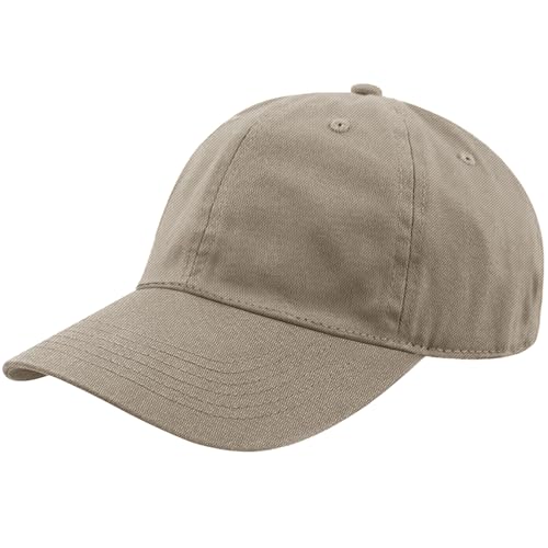 Unisex Classic Baseball Cap | Low Profile Soft Top Unstructured Cotton Baseball Cap | Adjustable Size Buckle for Women Men - Light Khak