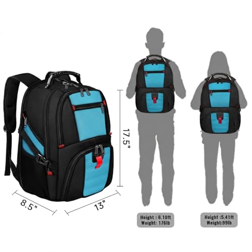 Image of YOREPEK Extra Large Durable Lightweight Travel Bag with Computer Compartment and USB Charging Port, Headphone Hole for Men and Women (Holds 17inch Laptops, Blue)