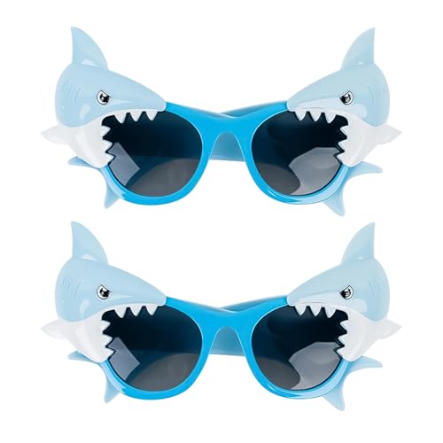 Nereds 2pcs Shark Glasses Plastic Shark Animal Kids Sunglasses Party Eyewear Costume Funny Hawaiian Sunglasses for Party Favors Summer Beach Holiday Child Birthday