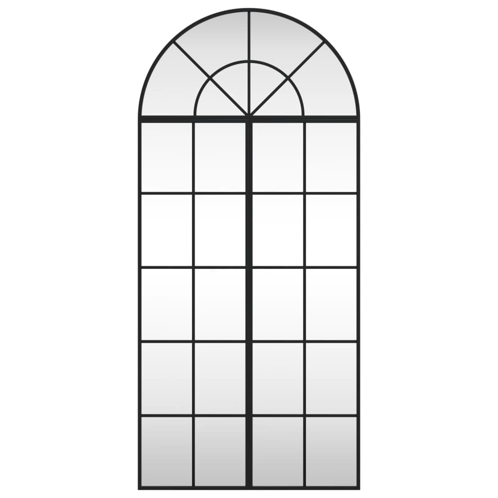 Zakrzywione lustro ścienne, czarne, 60 x 130 cm, żelazna rama, lustro na całe ciało ze szkłem, malowany proszkowo metal, do korytarza, łazienki, sypialni i salonu