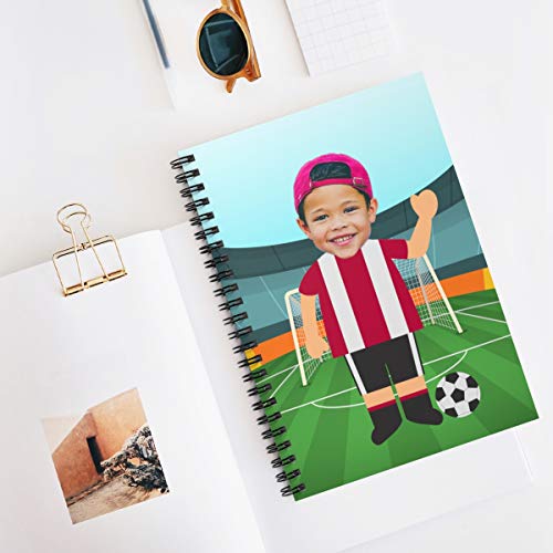 Personalized Replace A Face Soccer Player Custom Picture Soccer Spiral Notebook - Use Your Photo Custom Notebook For For Kid, Teens, Boys, Girls, Kids Gifts #TOP6
