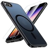 Picture of OWKEY for iPhone SE Case, Magnetic iPhone SE 2022 (3rd)/2020 (2nd)/iPhone 8/7 Case for Compatible Magsafe with Tempered Glass, [Shockproof Military] Translucent Back Slim Bumper Cover Phone Case,Black