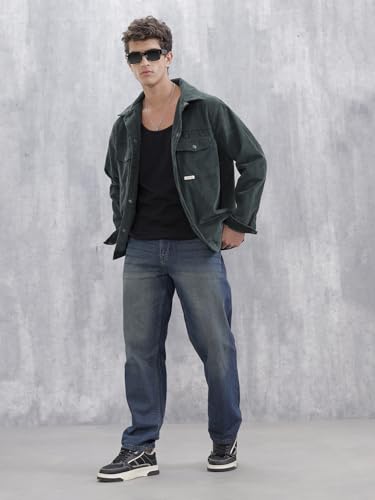 Image of WROGN Men's 100% Cotton Jeans | Solid | Anti Fit