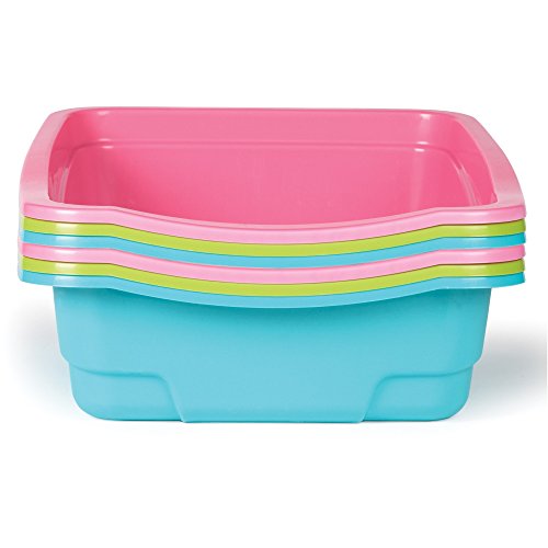 Image of Litter Pans - Brightly Colored Assorted Litter Pans for Cat Litter, 6-Packs