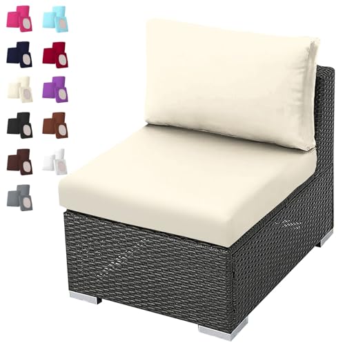 Fundas para cojines de sofá y sillas - Azul claro, blanco, negro, verde, azul, apto para muebles de ratán de 1 2 3 plazas para interior/exterior (Beige,S (60-65 cm/24-25,5 pulgadas))