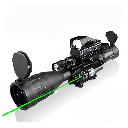 4-16x50AO Rifle Scope Combo Dual Illuminated with Green Laser sight 4 Holographic Reticle Red/Green Dot for Weaver/Rail Mount