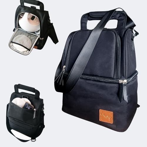 Image of Breast Milk Cooler - Leak-Proof Wearable Pump Bag Keeps Milk Cool for 12 Hrs - Polyester Bags w/Multiple Compartments - Bottle Cooler for Pumps & More (Black)