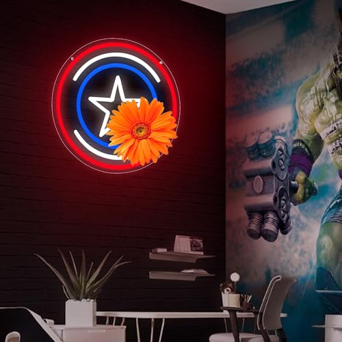 Image of Anime Neon Signs for Wall Decor Anime Shield LED Light for Boys Bedroom Cool Light Up Signs Decor for Man Cave Game Room Bar Club Cool Gifts for Men Kids Boys Movie Fans,Size 13.4 * 13.4 in(FMXD133)