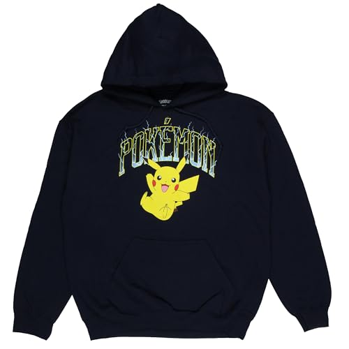 Seven Times Six Pokemon Men's Pikachu Lightning Logo Pullover Hoodie Hooded Sweatshirt