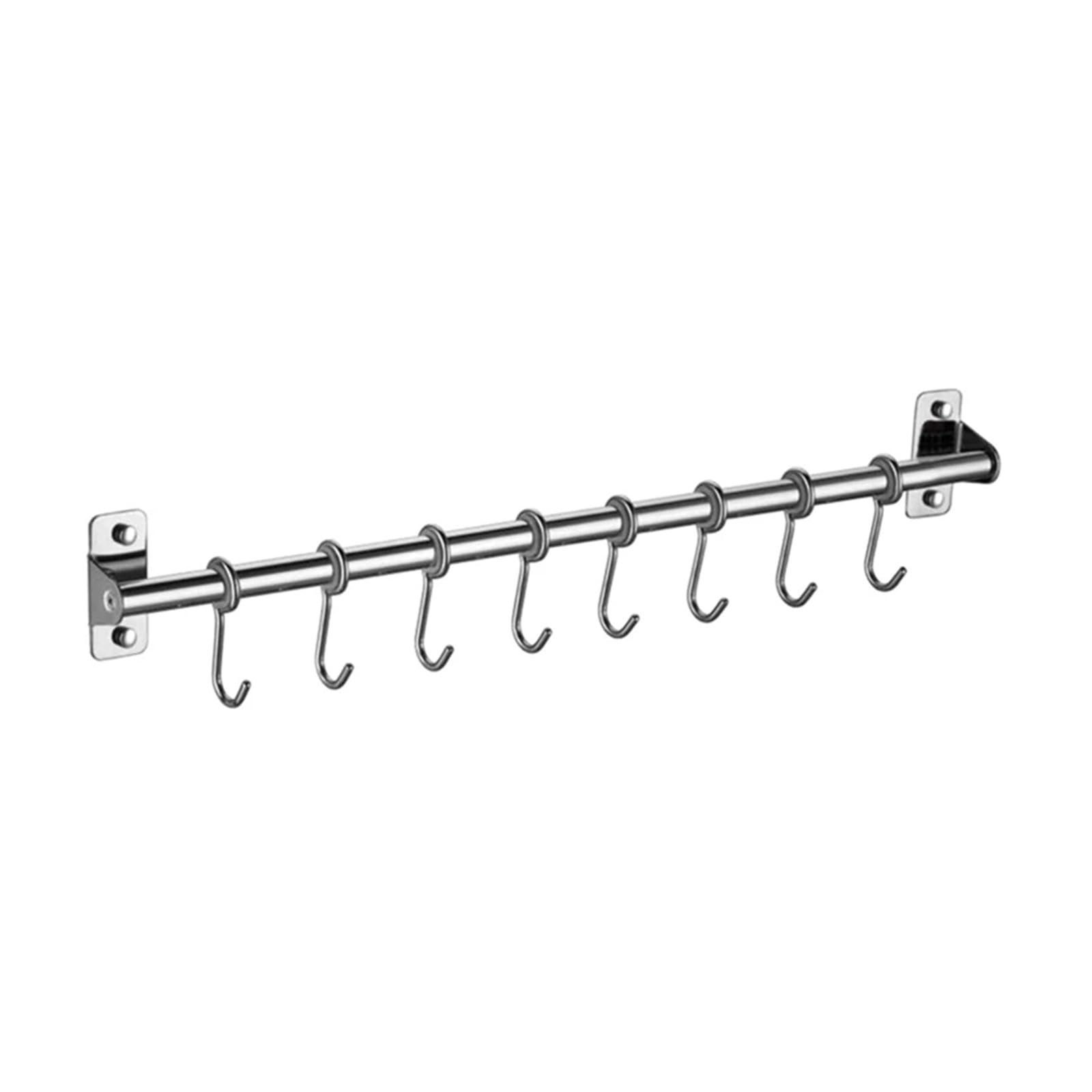 SparklWLeaf Wall-Mounted Kitchen Rails Wall Mounted Utensil Rack Hanging Kitchen Rail with 6/8/10 Removable Hooks Hanger Organizer(50cm 8 Hooks)