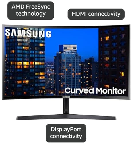 Image of SAMSUNG 27 inch CF39 Series FHD 1080p Curved Computer Monitor, Ultra Slim Design, AMD FreeSync, 4ms response, HDMI, DisplayPort, VESA Compatible, Wide Viewing Angle, LC27F398FWNXZA, Black