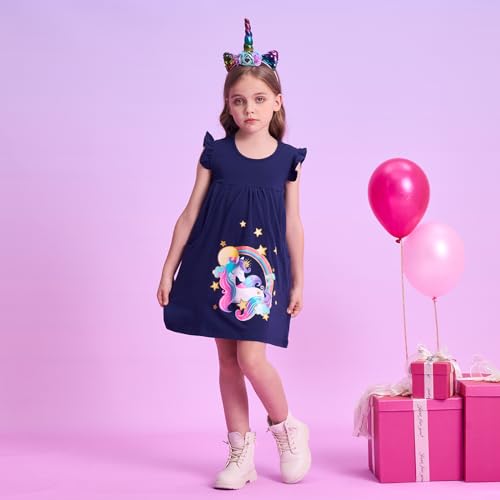 VIKITA Toddler Girls Summer Cotton Dress Sleeveless Swing Midi Casual Sundress for 3-10 Y3