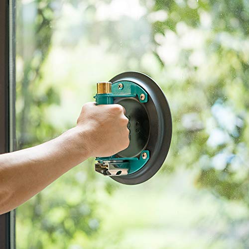 Zuos 8" Glass Suction Cup For Granite & Glass Lifting, Vacuum Glass Lifter With Metal Handle And Brass Pump,250Lbs Load Capacity (8" Metal) #TOP5