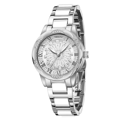 Image of NIBOSI Watch for Woman Analog Quartz Rose Gold Stainless Steel Band Luxury Ladies Watch Stylish Diamond Blue Dial Wrist Watches Waterproof