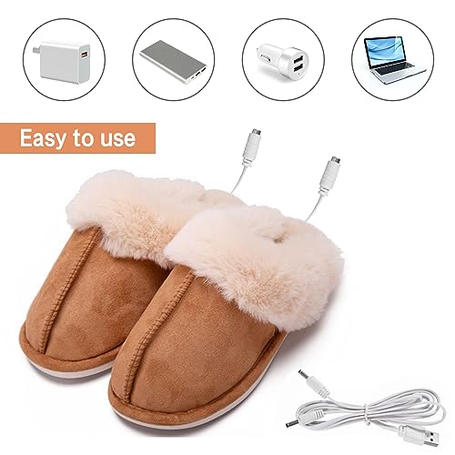 Kunyeah USB Heated Slippers Foot Warmer Shoes Charger Electric Heating Shoes Winter Warm Plush Slippers for Women Men4