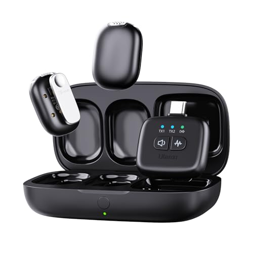Image of ULANZI A30 Tiny Mic Magnetic, Wireless Lavalier Microphone Mini Size, Noise Cancellation, 164 ft Range, 20H Battery Life, Lapel Microphone for Video Recording, DSLR, iPhones, Android, PC